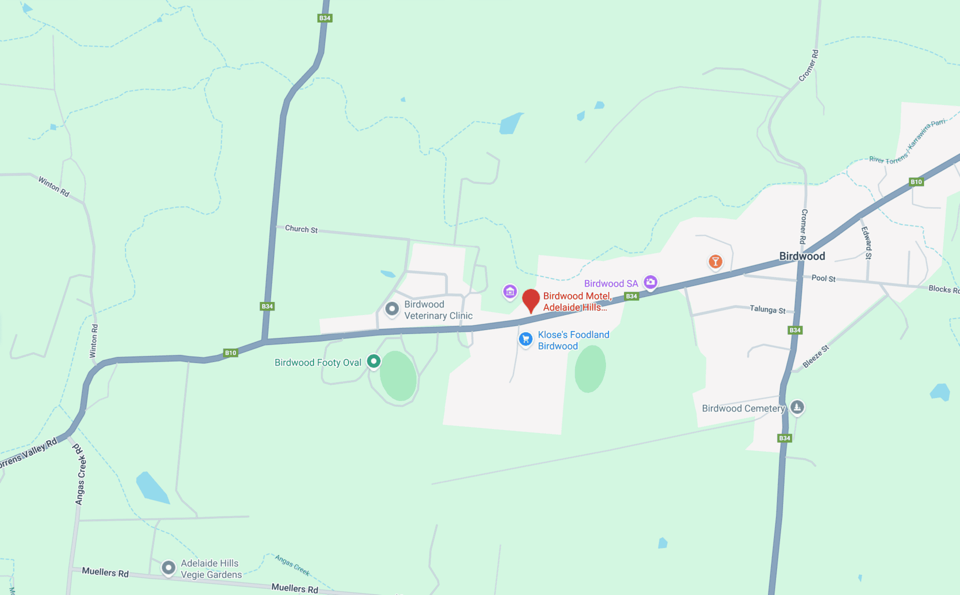 Location of Birdwood Motel on Google Maps.